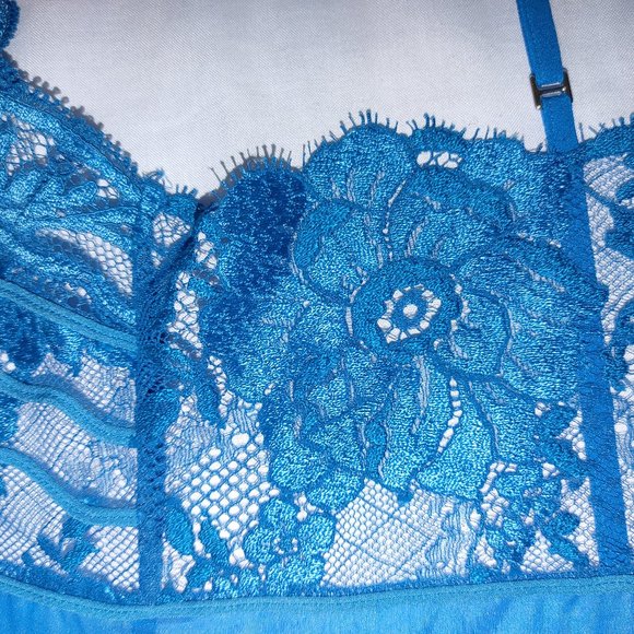 NEW La Perla Desert Rose Blue Organza Pyjama Top & Bottom With Lace & Embroidery - Picture 11 of 16
